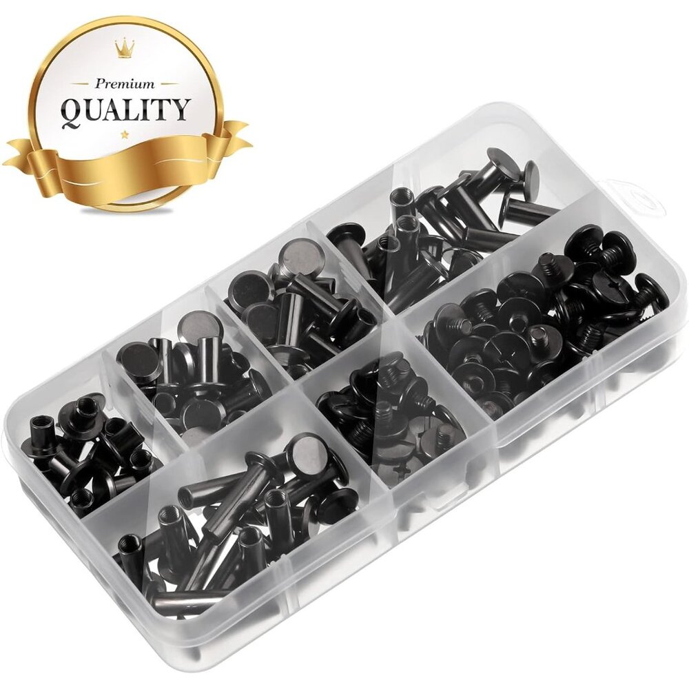 80 Sets Chicago Screw Leather Rivets Assorted Kit Chicago Binding Screws 5 Sizes - Picture 2 of 7